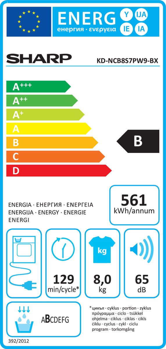 Sharp KDNCB8S7PW91BX condensdroger