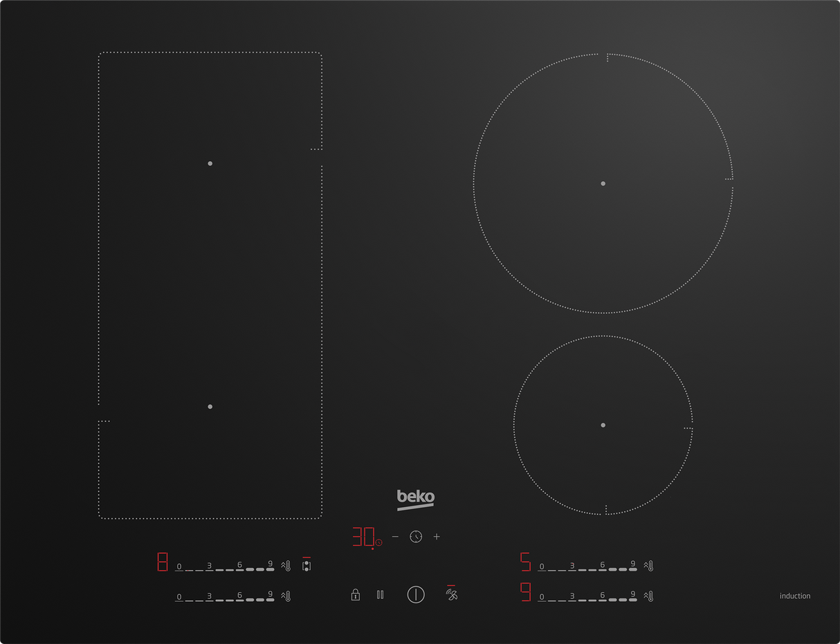 Beko HII74700UF kookplaat Zwart Ingebouwd 70 cm Inductiekookplaat zones 4 zone(s)