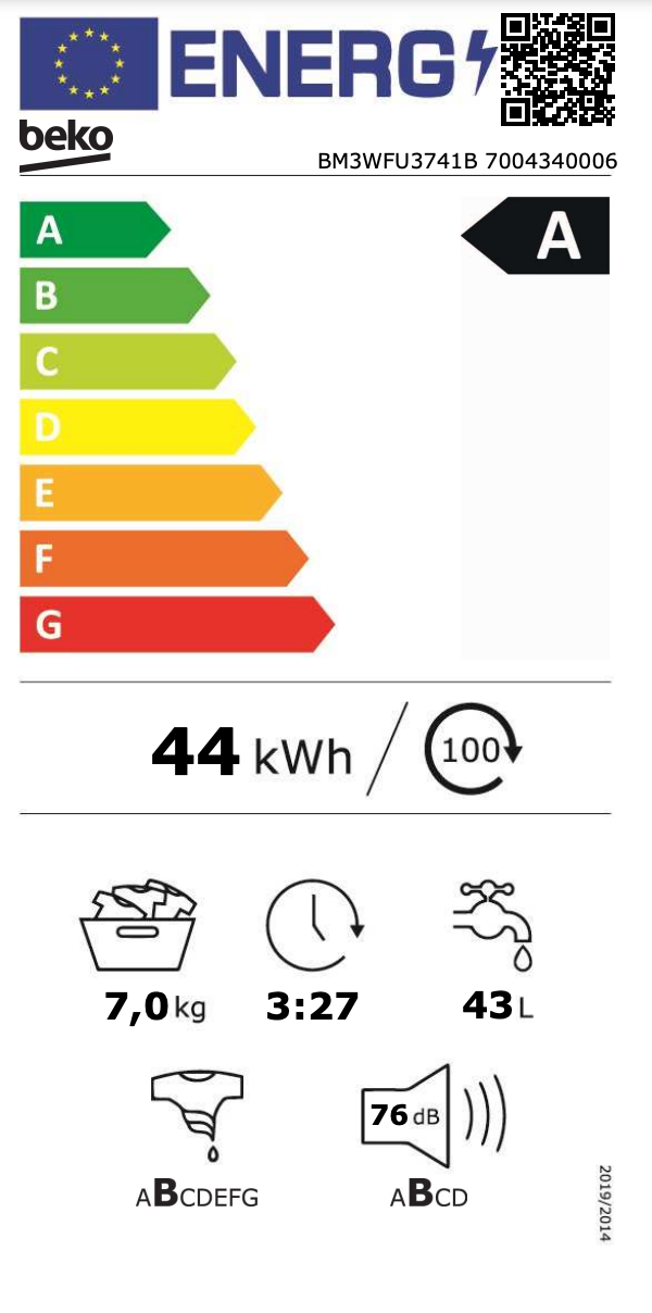 Beko bm3wfu3741B wasmachine