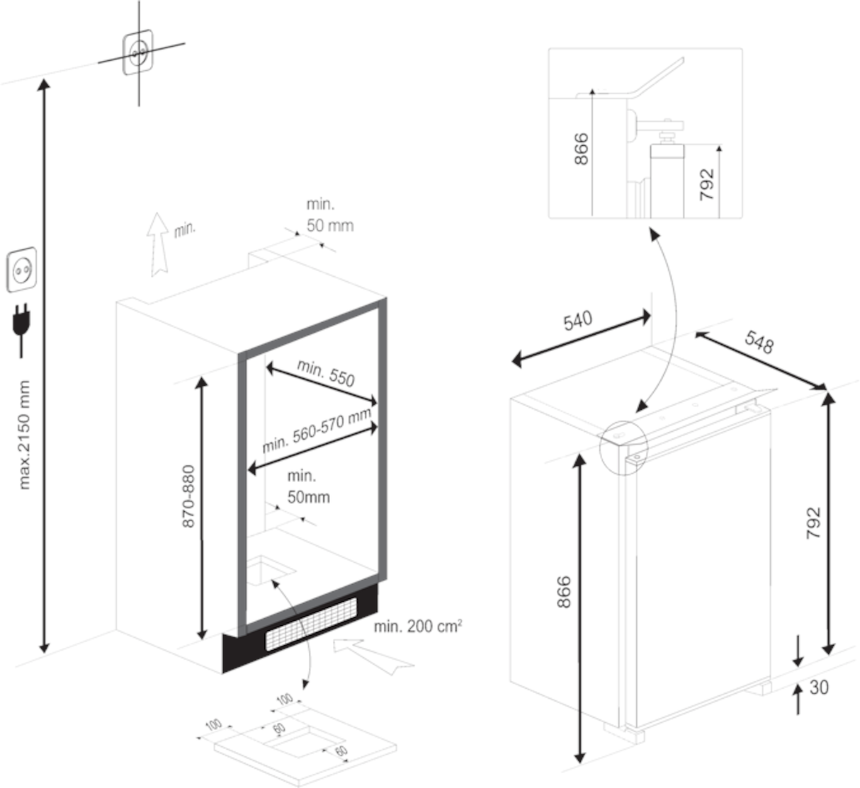 Beko B1904FN inbouw koeler nismaat 88 Deur op deur