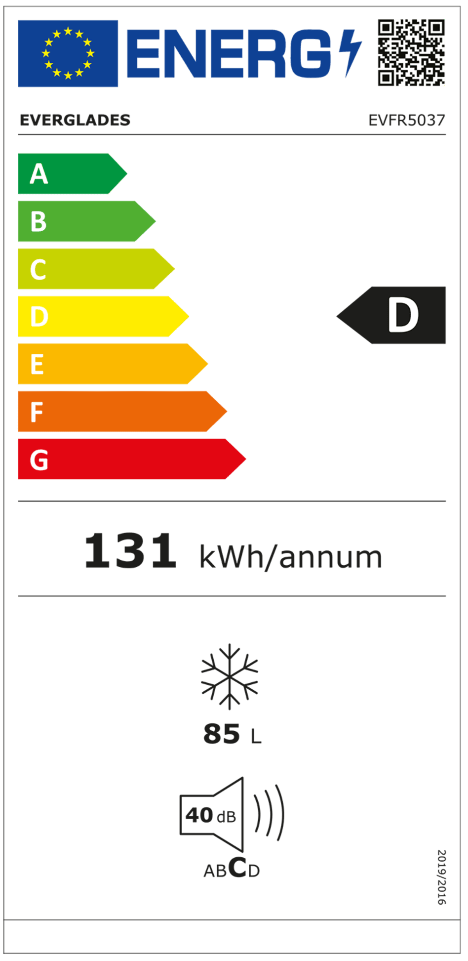Everglades EVFR5037 tafelmodel vriezer