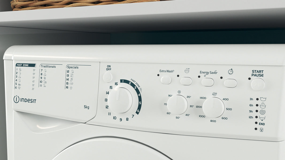 Indesit vrijstaande wasmachine: 5 kg - EWC 51451 W EU N