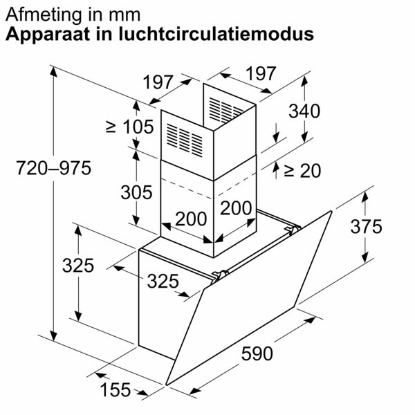 Siemens LC65KDK20 Muurmontage Zwart 430 m³/uur A