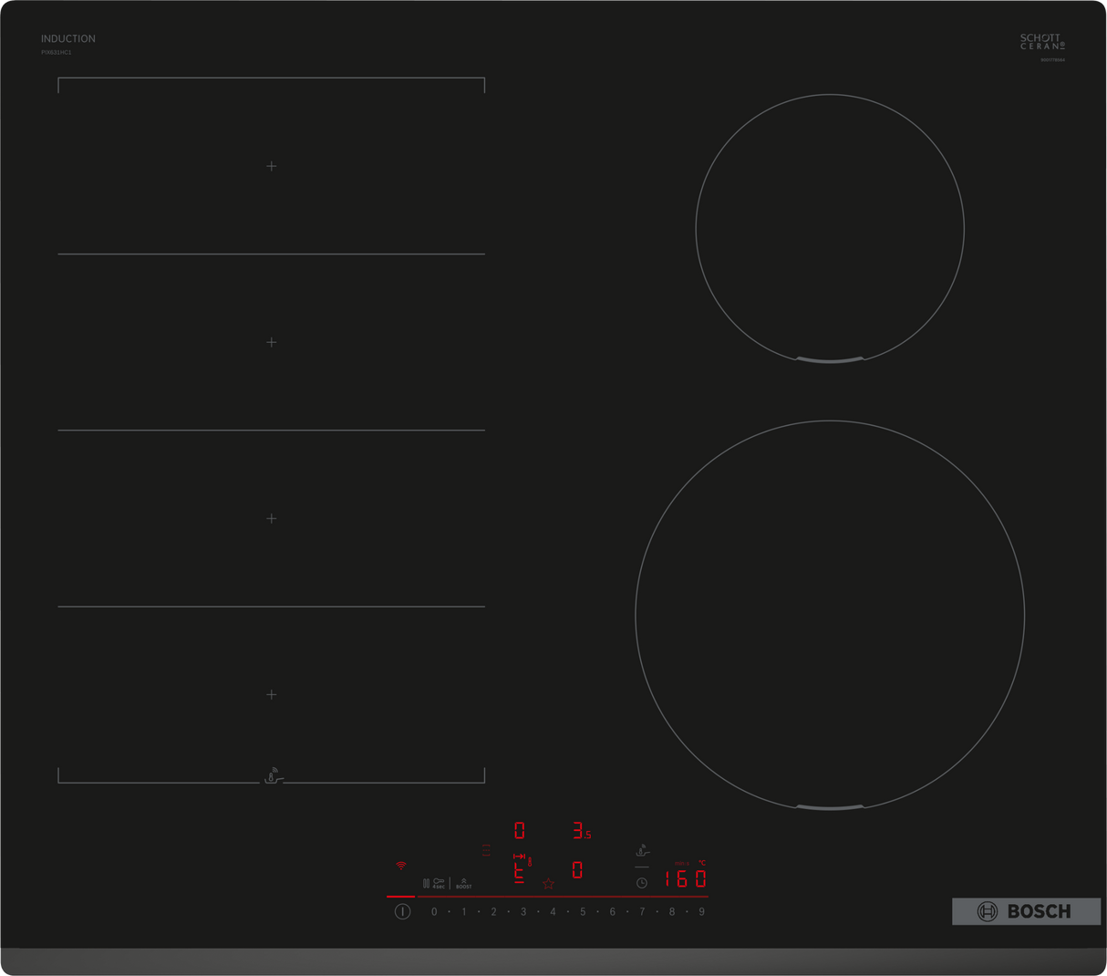 Bosch Serie 6 PIX631HC1E kookplaat Zwart Ingebouwd 60 cm Inductiekookplaat zones 4 zone(s)