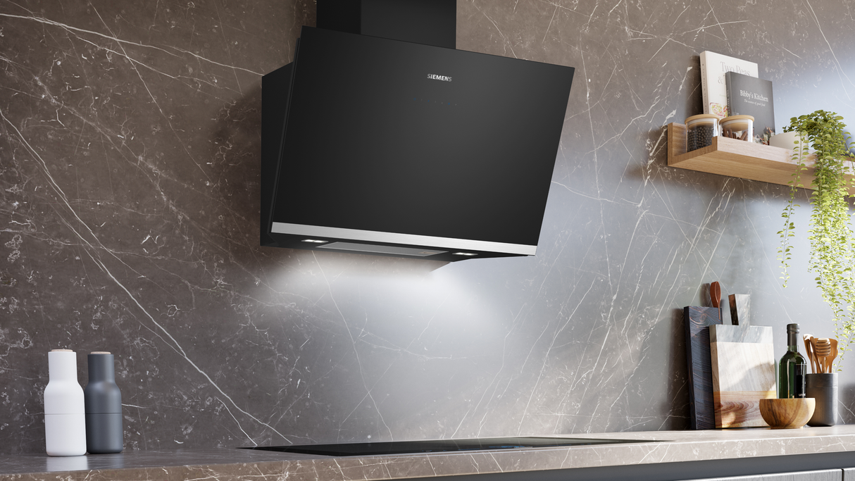 Siemens iQ500 LC81KAN60 afzuigkap Muurmontage Zwart, Roestvrijstaal 432 m³/uur A+