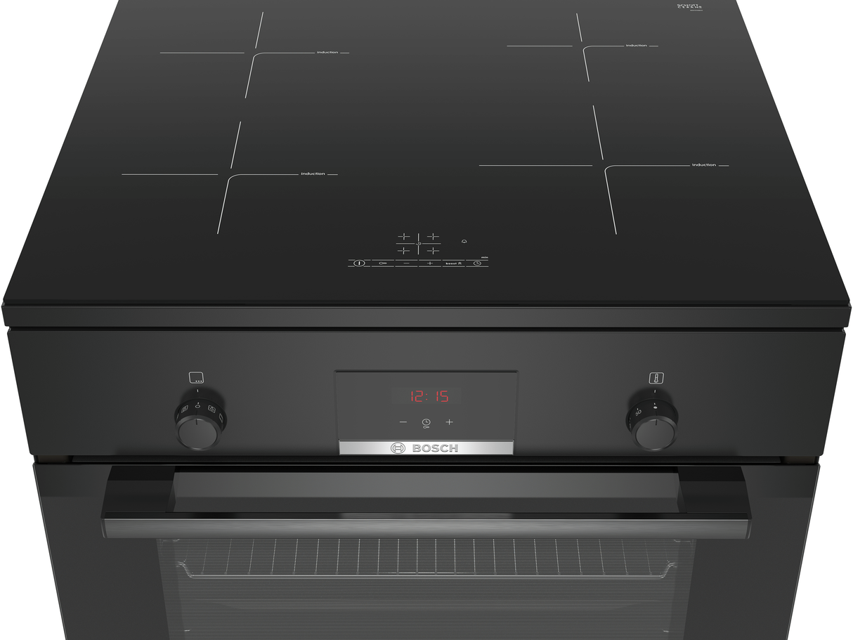 Bosch Serie 4 HLN39A060U fornuis Vrijstaand fornuis Electrisch Inductiekookplaat zones Zwart A