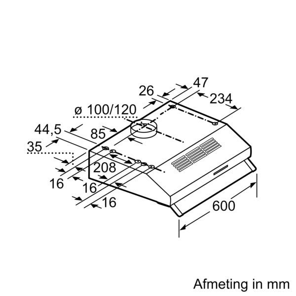 Siemens iQ100 LU62LFA21 afzuigkap Onderbouw Wit 250 m³/uur D