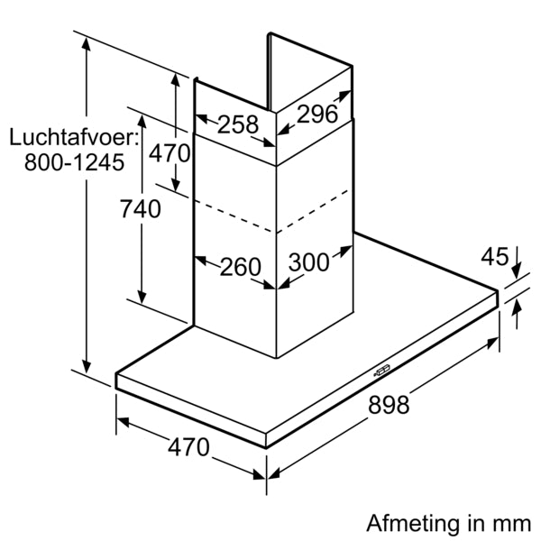 Siemens LC90BA530 afzuigkap Muurmontage Roestvrijstaal