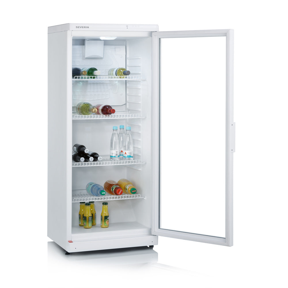 severin-ks9878-flaschenkuehlschrank-weiss-ha-deko-geoeffnet