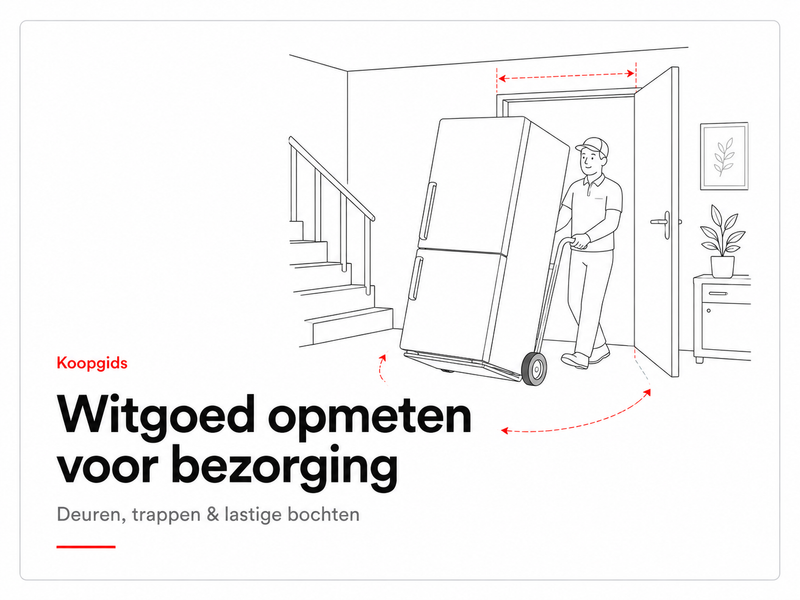 Lijnillustratie voor de koopgids over het opmeten van de bezorgroute voor witgoed