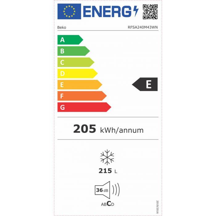 Beko RFSA240M43WN diepvriezer Vrijstaand 215 l E Wit