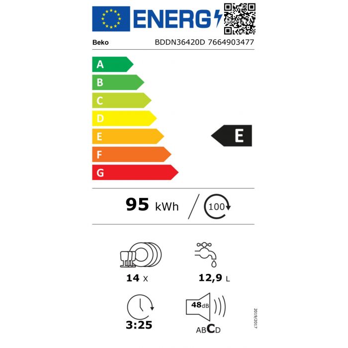 Beko BDDN36420D onderbouwvaatwasser 14 couverts donker roestvrijstaal