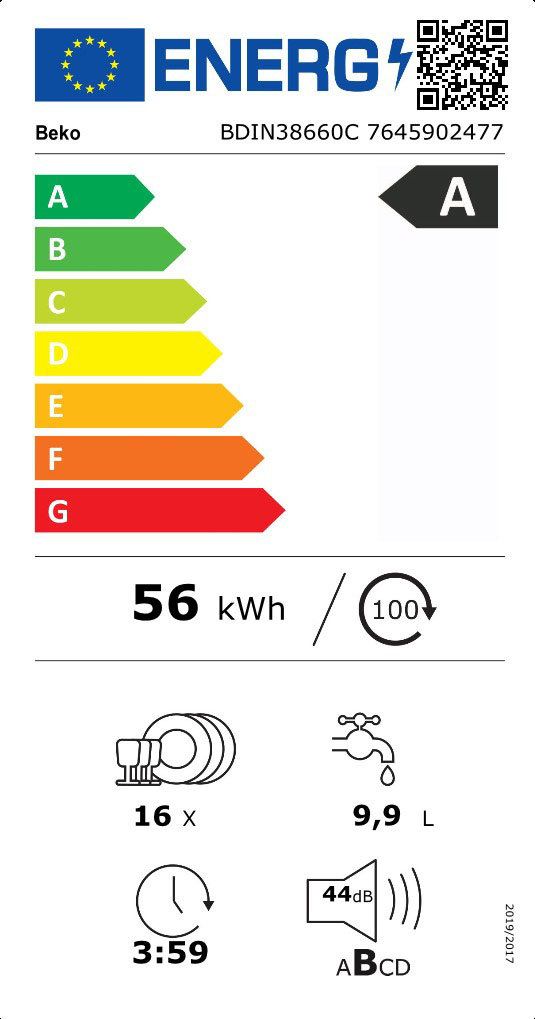 Beko BDIN38660C Volledig ingebouwd 16 couverts A
