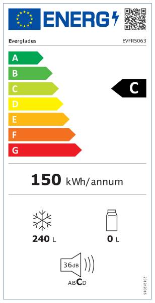 Everglades EVFR5063 hoge vriezer met No-Frost
