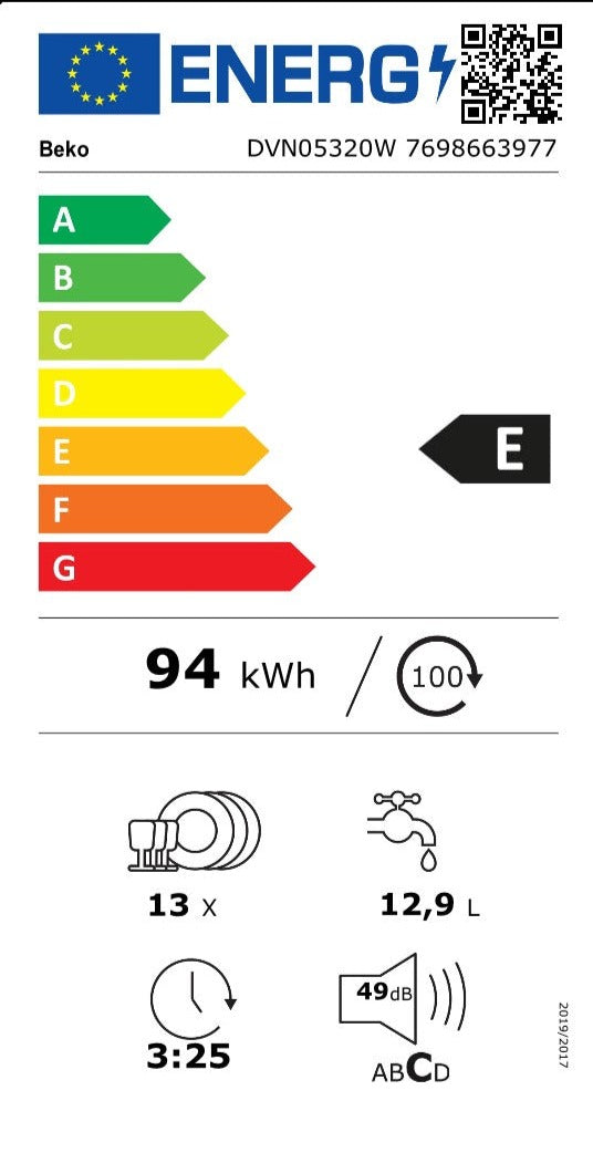 Beko DVN05320W Vrijstaande vaatwasser wit