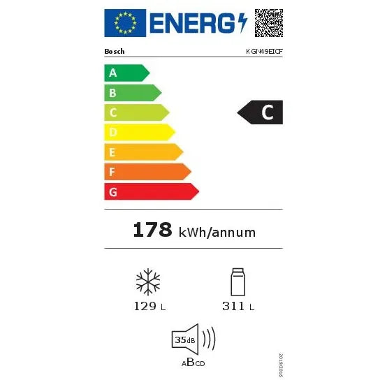 Bosch KGN49EICF koel-vriescombinatie 440 liter