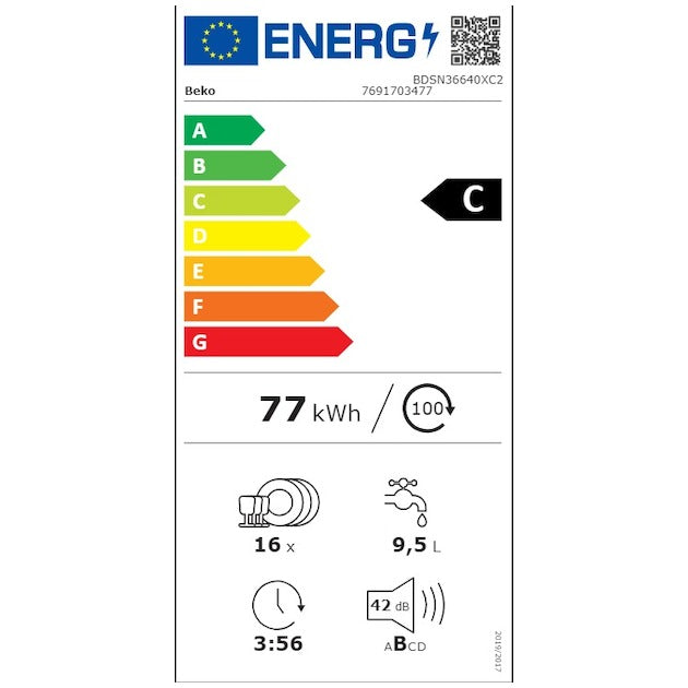 Beko BDSN36640XC2 Selective Half geïntegreerde vaatwasser 16 couverts