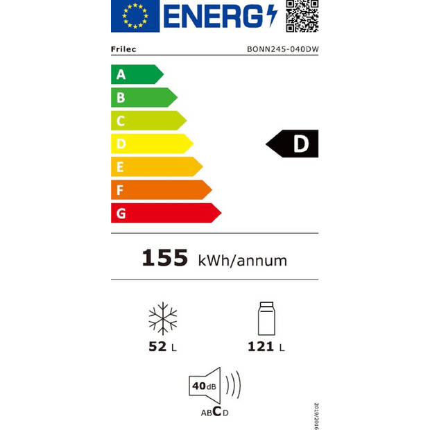 Frilec Bonn245-040DW  koel-vriescombinatie
