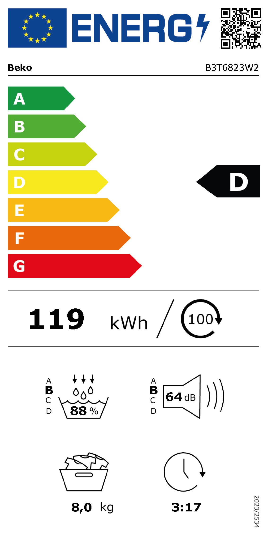 Beko B3T6823W2 wasdroger