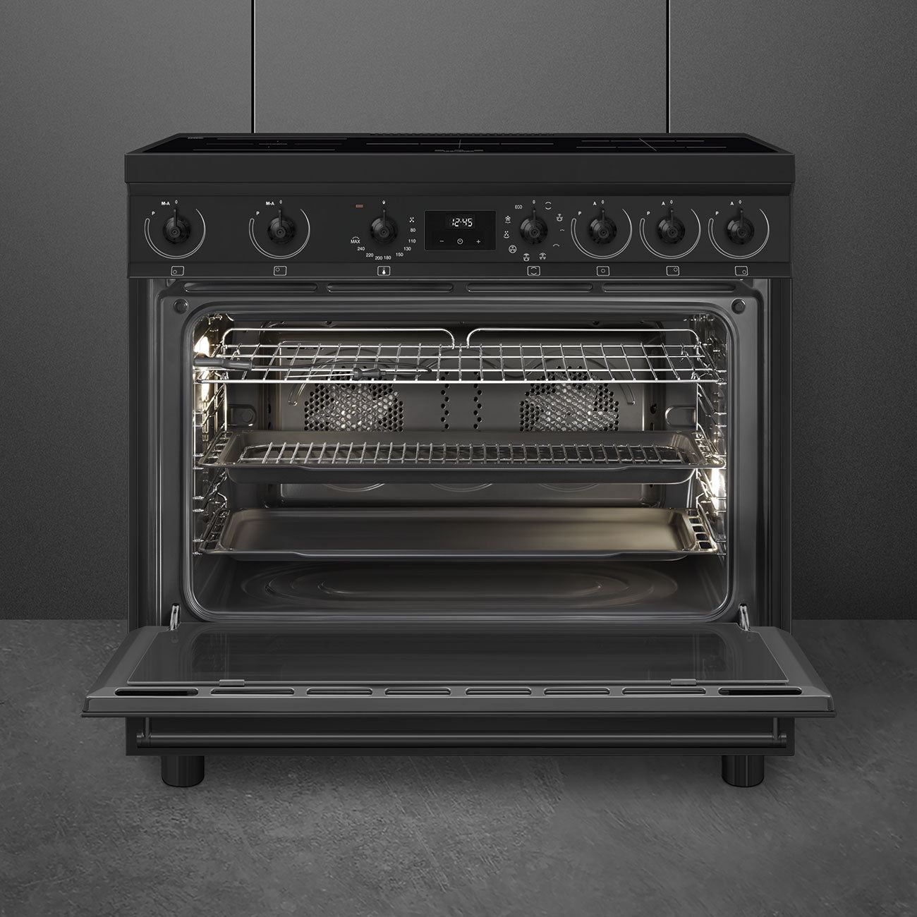 SMEG C9IMN2 90cm breed Fornuis Zwart