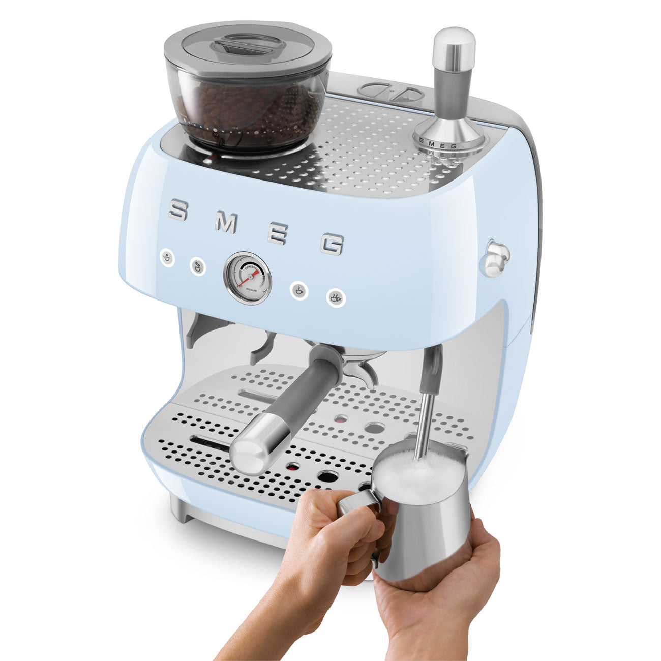 SMEG EGF03PBEU espressomachine met bonenmaler pastelblauw