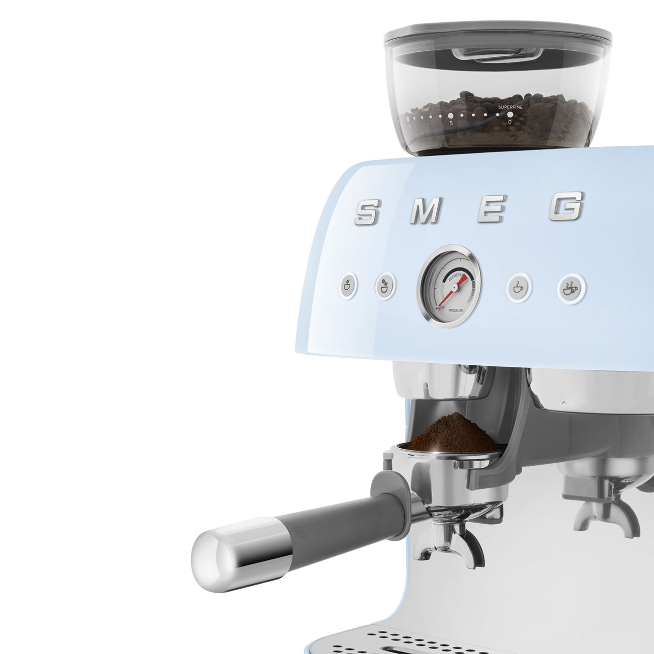 SMEG EGF03PBEU espressomachine met bonenmaler pastelblauw