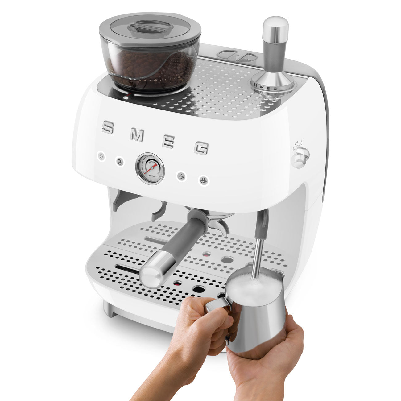 SMEG EGF03WHEU espressomachine met bonenmaler wit