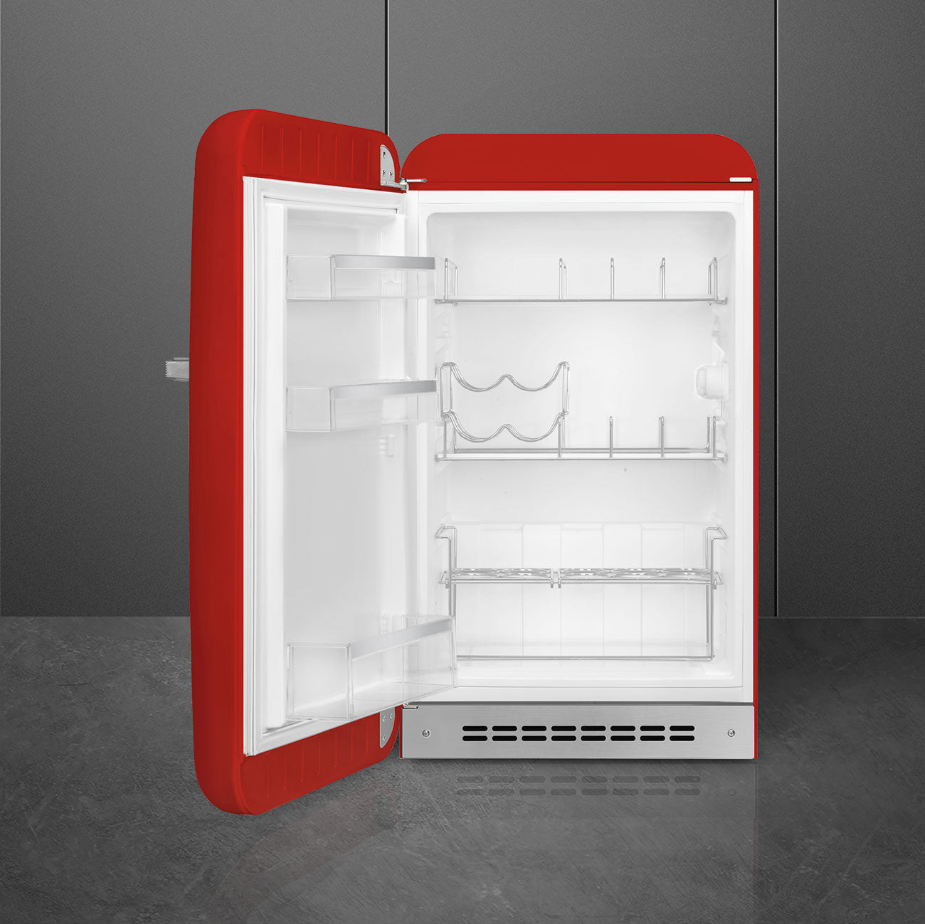SMEG FAB10HLRD6 rode retrokoelkast zijaanzicht