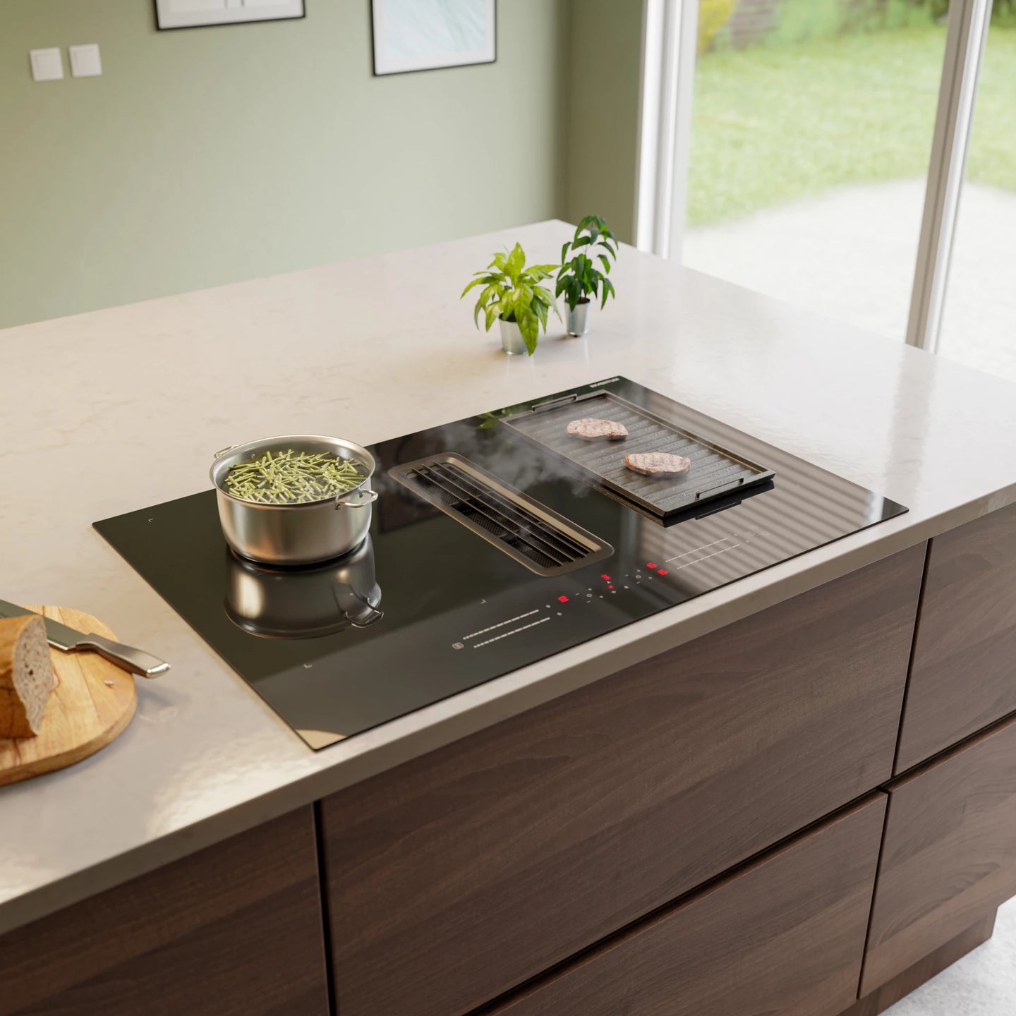 Inventum  IKA8035 inbouw inductie kookplaat met afzuiging 80 cm breed
