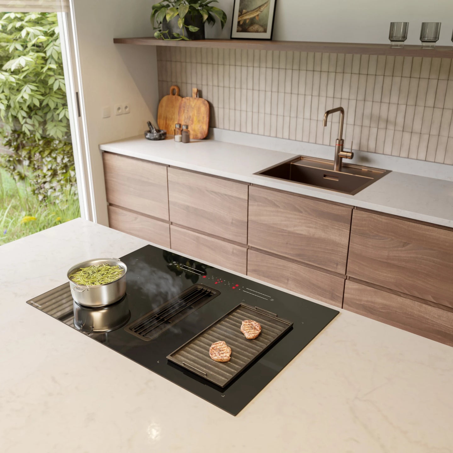 Inventum  IKA8035 inbouw inductie kookplaat met afzuiging 80 cm breed