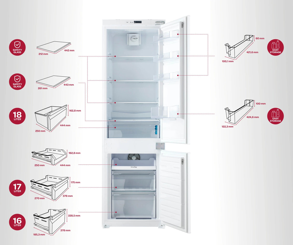 Inventum  IKV1788S Inbouw koel- en vrieskast nismaat 178 cm sleepdeur systeem