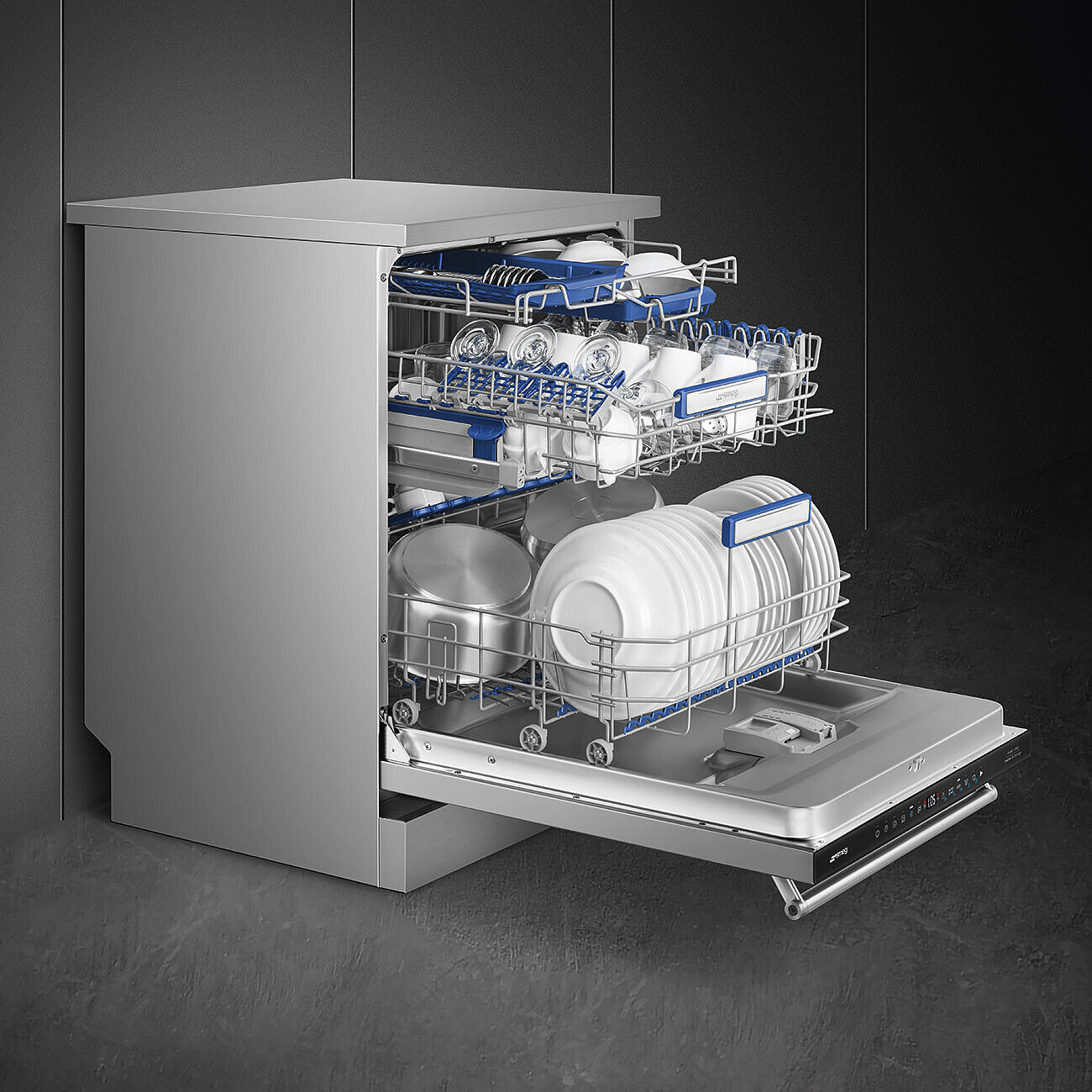 SMEG LVS345BQSTX Vrijstaand Vaatwasser RVS