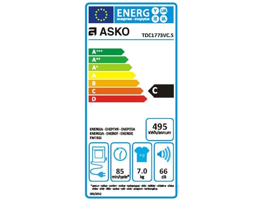 ASKO TDC1773VCS professionele luchtafvoerdroger geopend