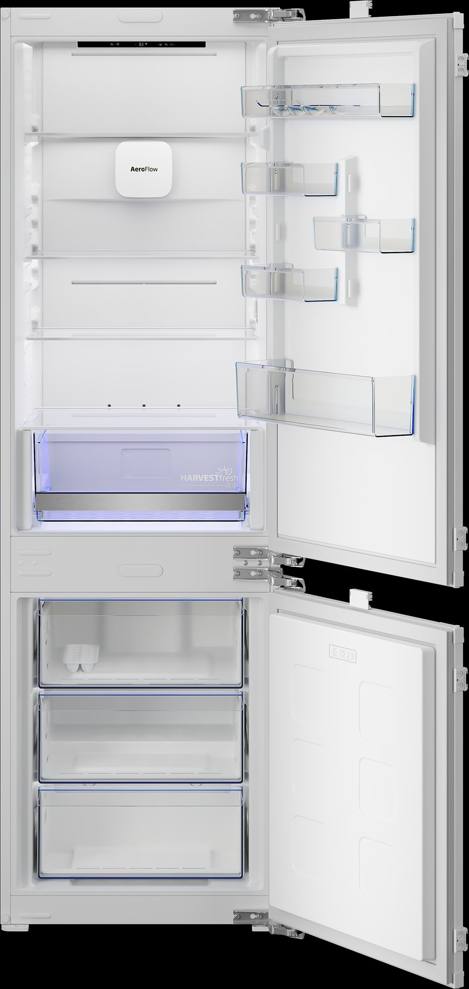 Beko B5BCNA295HF geopend koel- en vriesgedeelte