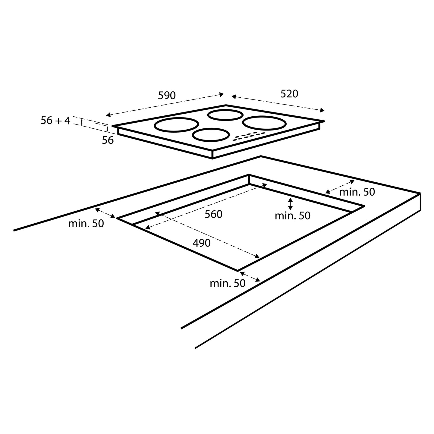Inventum  IKI6035MAT Inductie kookplaat 60 cm breed