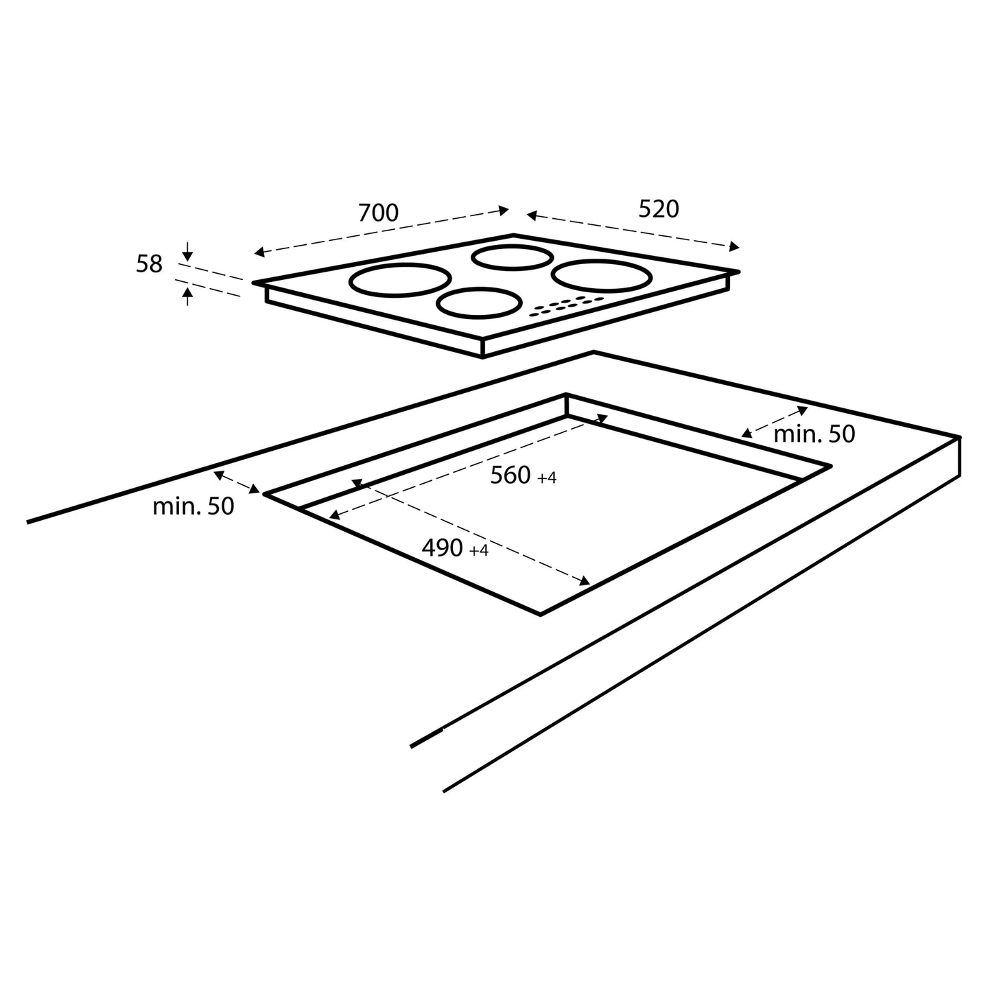 Inventum  IKI7028MAT Inductie kookplaat 70 cm breed