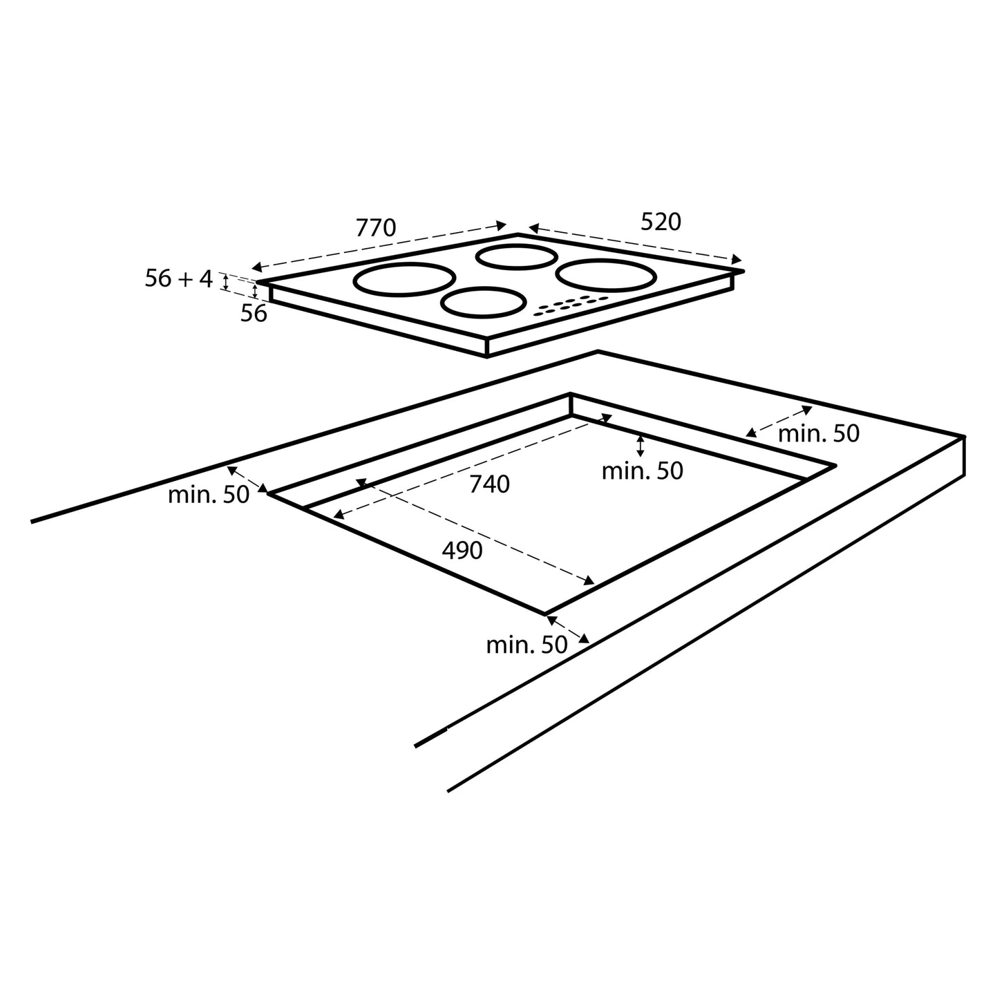Inventum  IKI7735MAT Inductie kookplaat 77 cm breed
