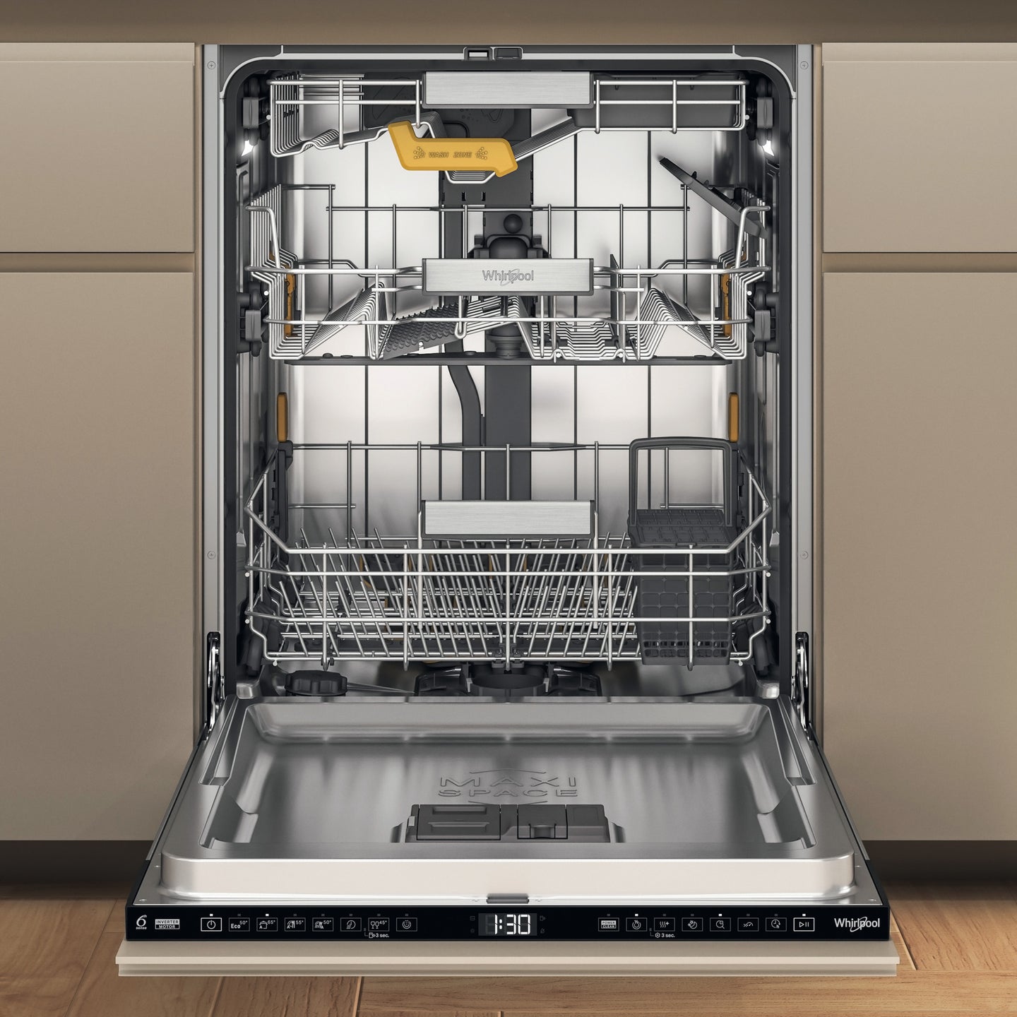 Whirlpool W8I HF58 TUS Volledig ingebouwd 14 couverts B