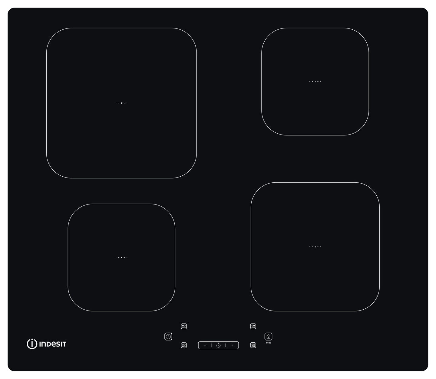 Indesit IS 83Q60 NE Zwart Ingebouwd 59 cm Inductiekookplaat zones 4 zone(s)