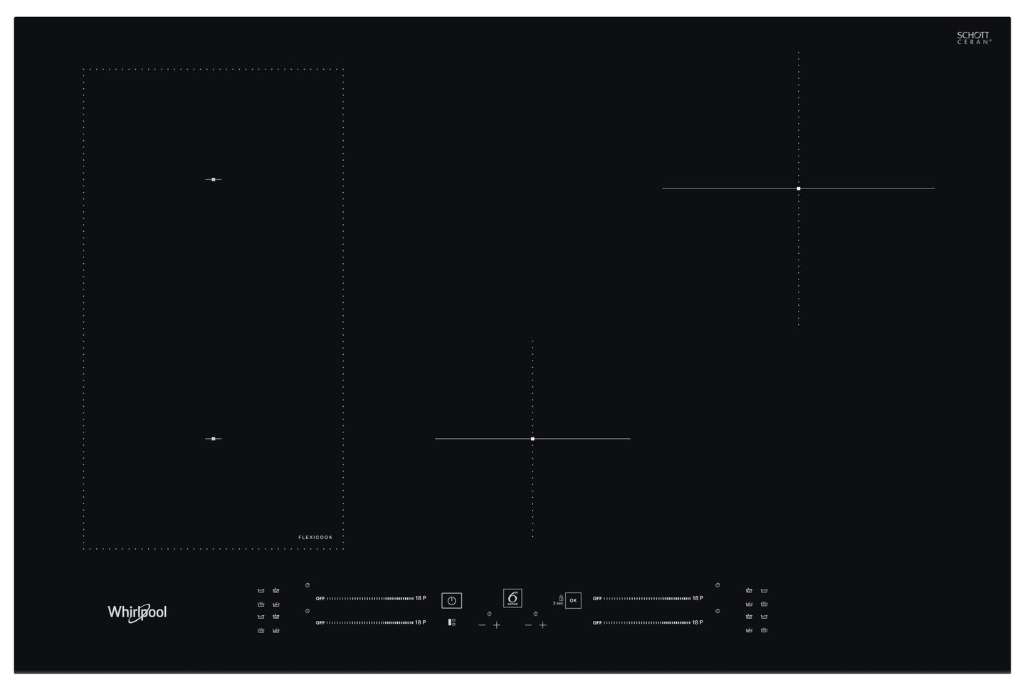Whirlpool WL S3377 BF Zwart Ingebouwd 77 cm Inductiekookplaat zones 4 zone(s)
