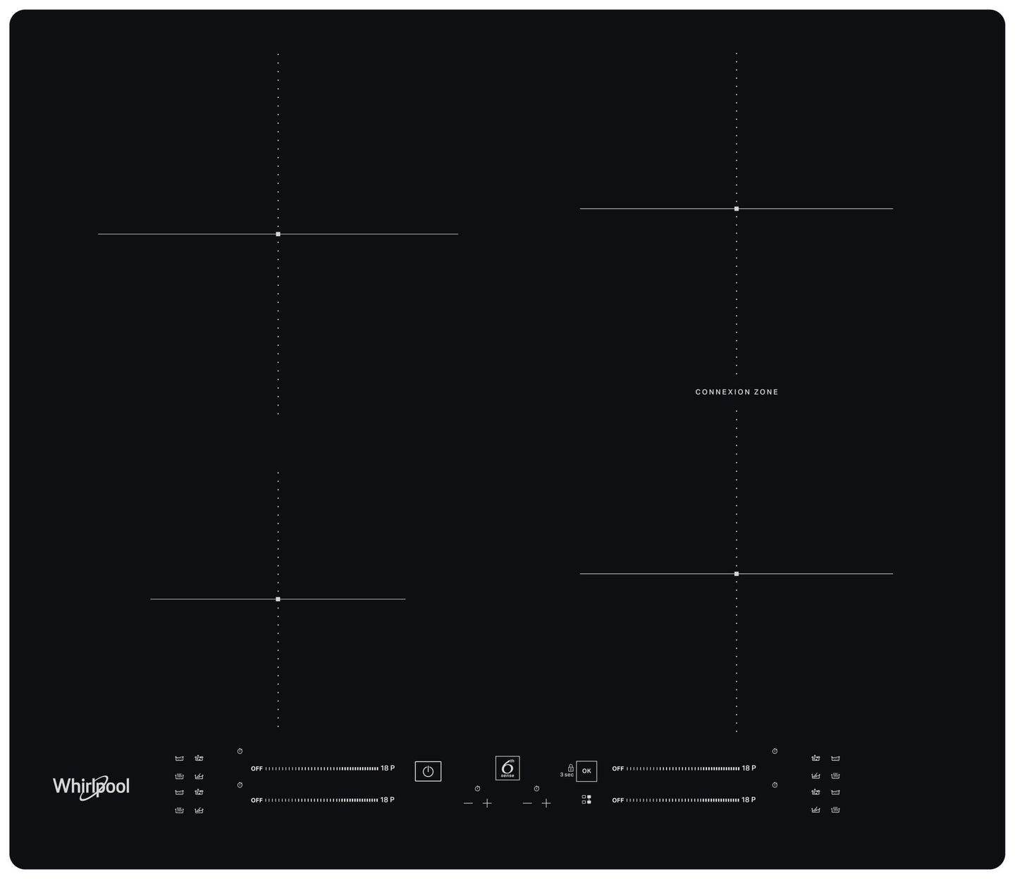 Whirlpool WB S2560 NE Zwart Ingebouwd 59 cm Inductiekookplaat zones 4 zone(s)