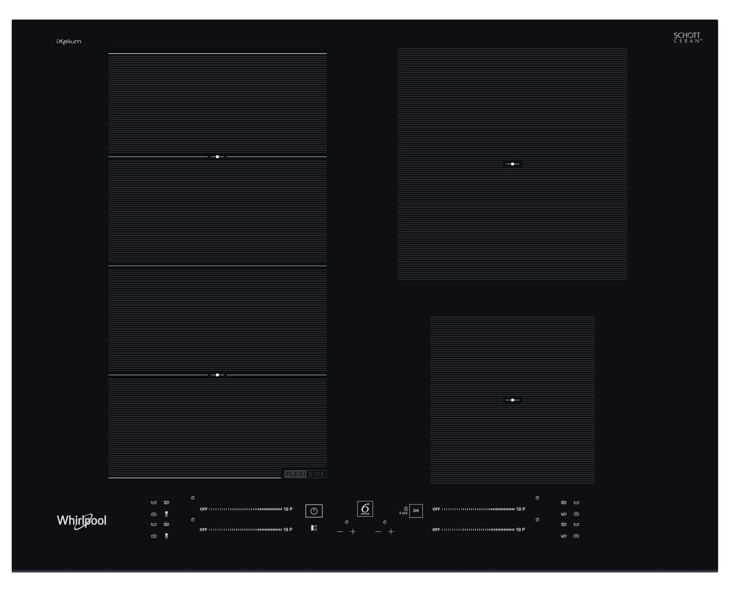 Whirlpool WF S9365 BF/IXL kookplaat Zwart Ingebouwd 65 cm Inductiekookplaat zones 4 zone(s)
