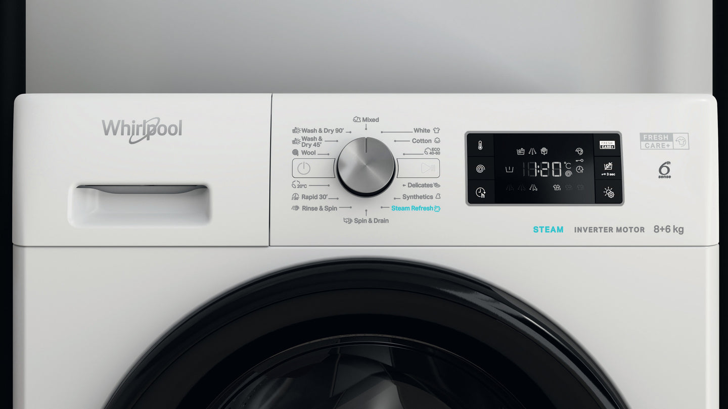 Whirlpool FFWDB 864349 BV EE Was-droogcombinatie Vrijstaand Voorbelading Wit D