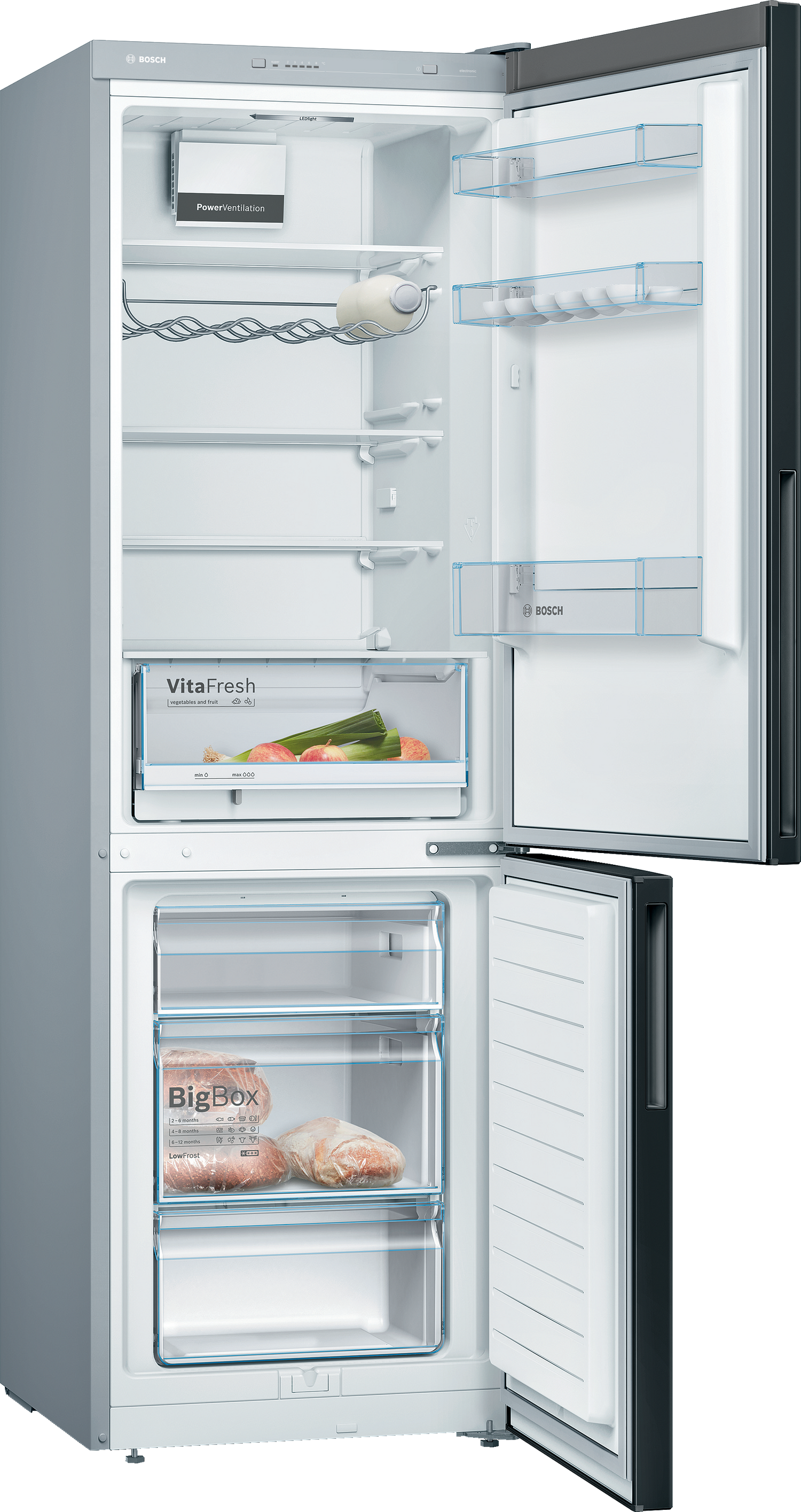 Bosch Serie 4 KGV36VBEAS koel-vriescombinatie Vrijstaand 308 l E Zwart