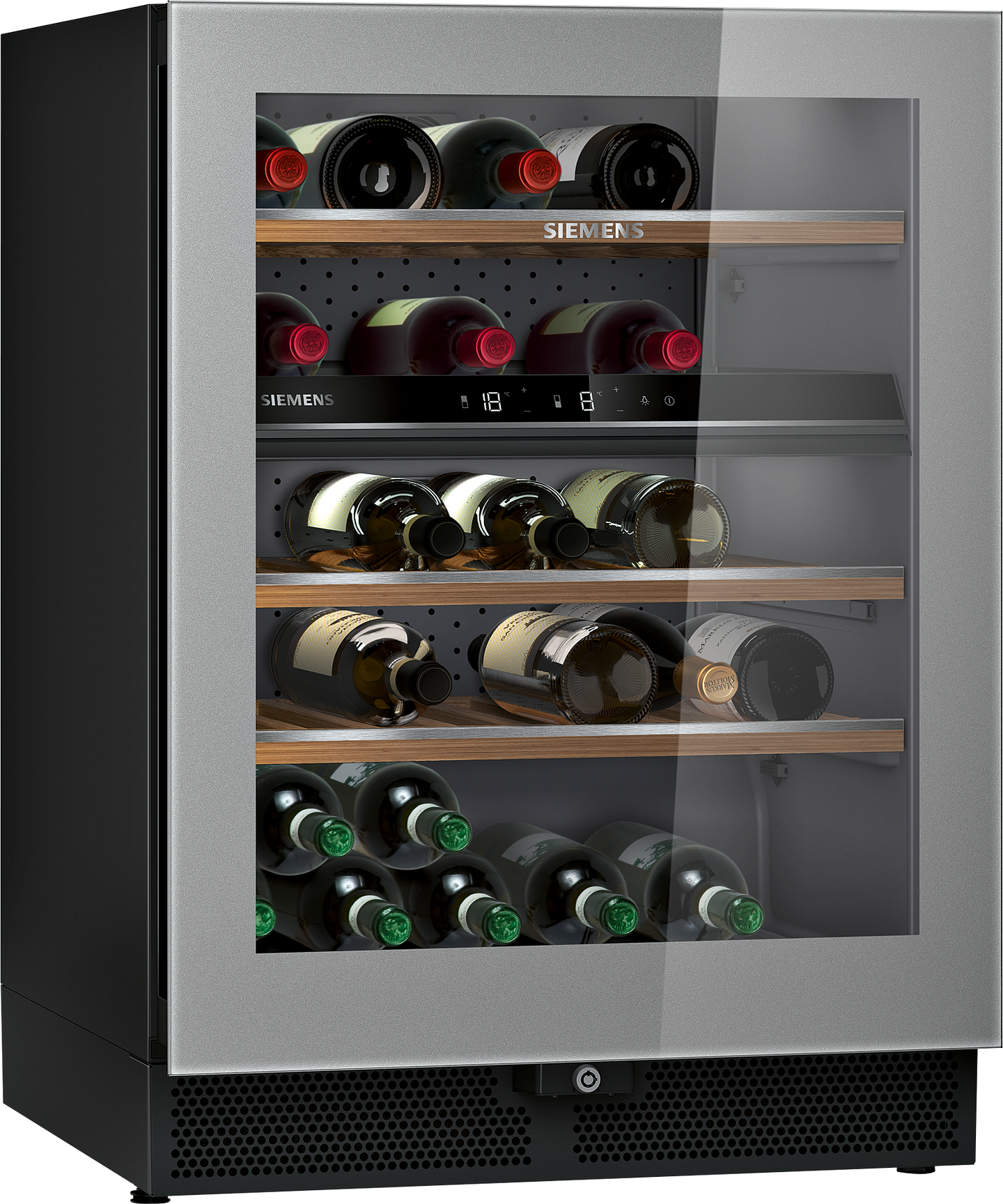 Siemens iQ500 KW16KATGB wijnkoeler Vrijstaand Zwart 44 fles(sen)