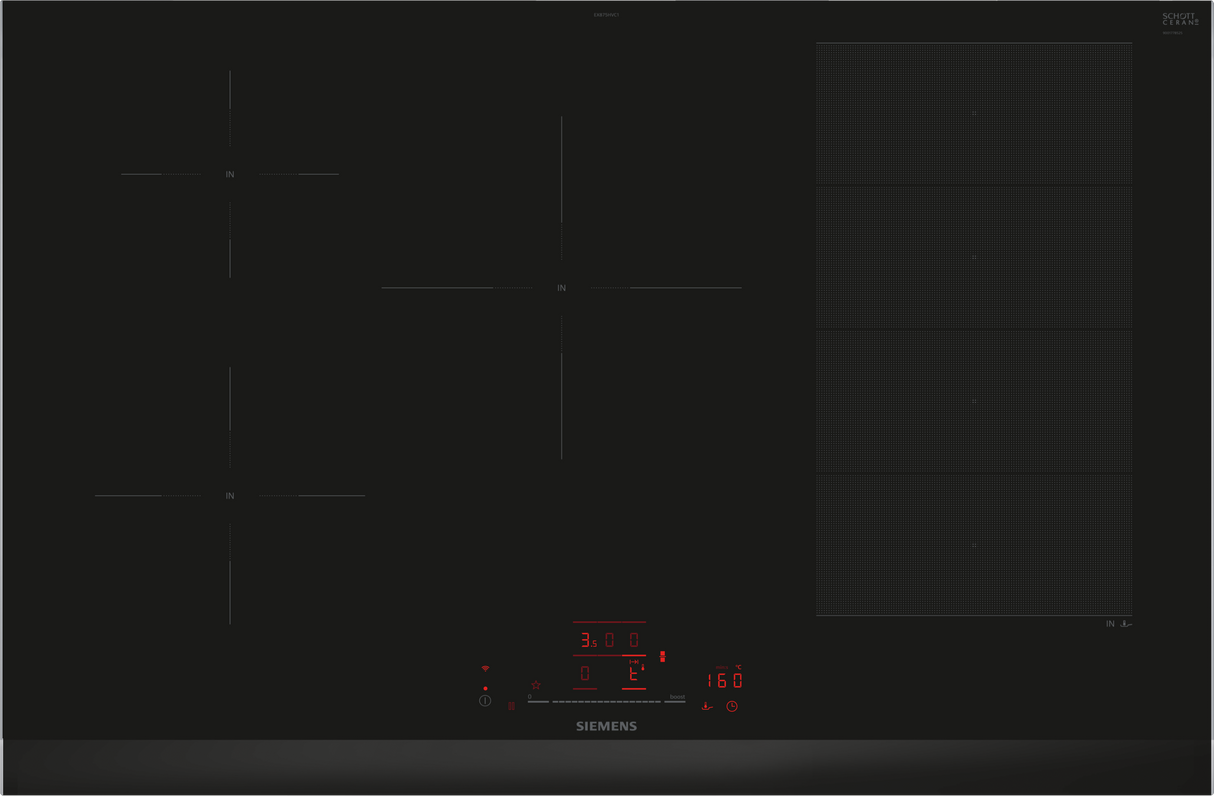 Siemens iQ700 EX875HVC1E kookplaat Zwart Ingebouwd 80 cm Inductiekookplaat zones 5 zone(s)