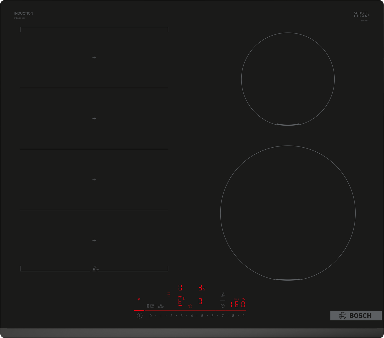 Bosch Serie 6 PIX631HC1E kookplaat Zwart Ingebouwd 60 cm Inductiekookplaat zones 4 zone(s)