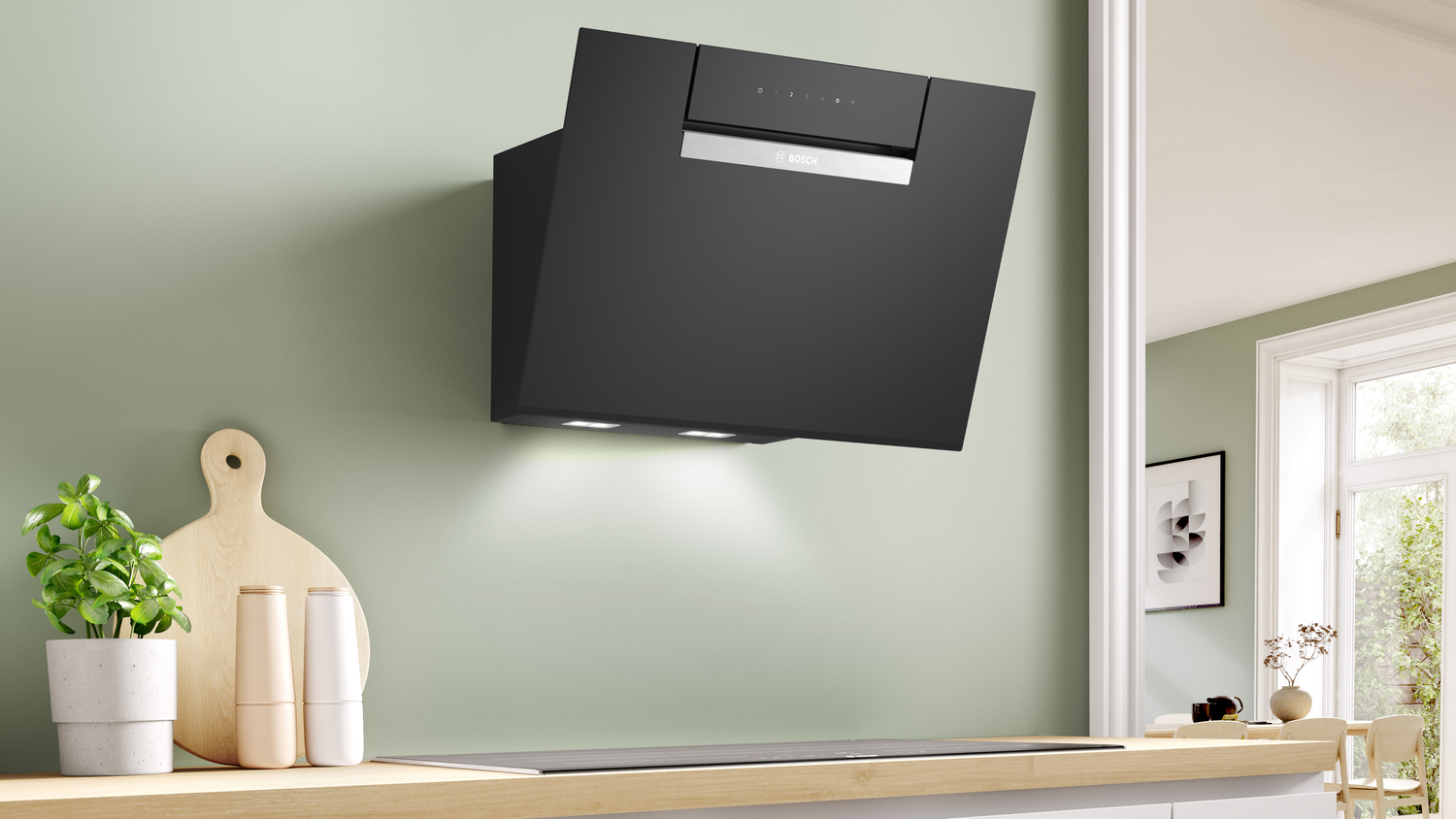 Bosch Serie 4 DWJ67FN60 afzuigkap Muurmontage Zwart, Roestvrijstaal