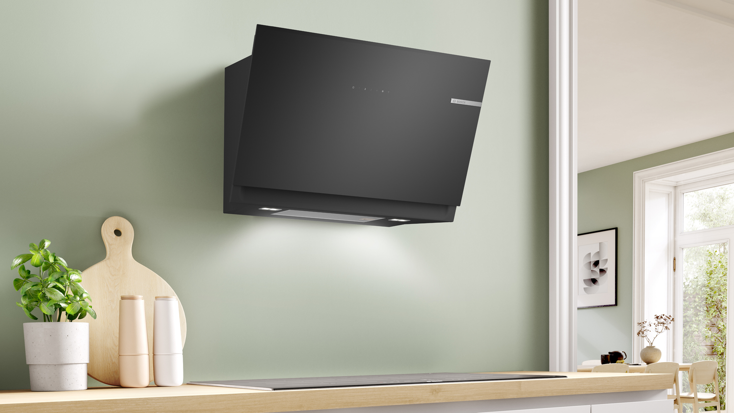 Bosch Serie 6 DWJ81AN60 afzuigkap Muurmontage Zwart, Roestvrijstaal