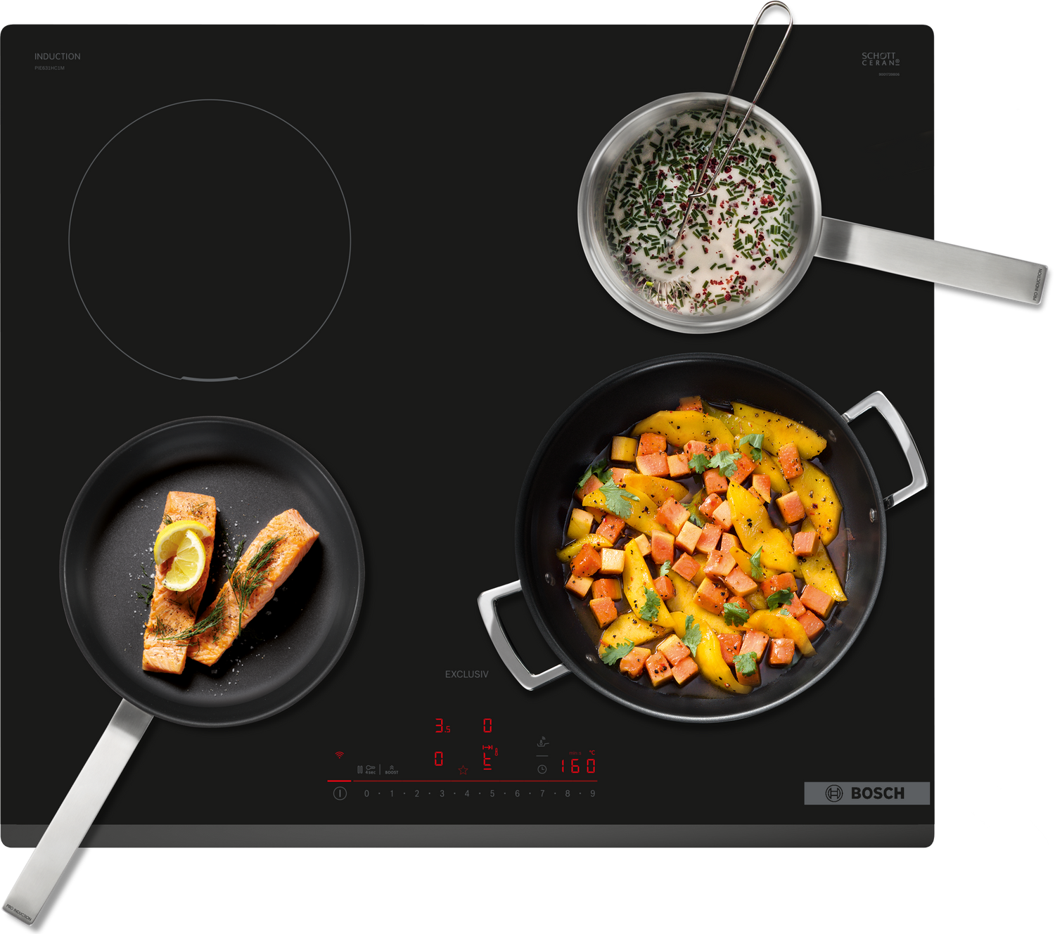 Bosch PIE631HC1M kookplaat Zwart Ingebouwd 60 cm Inductiekookplaat zones 4 zone(s)